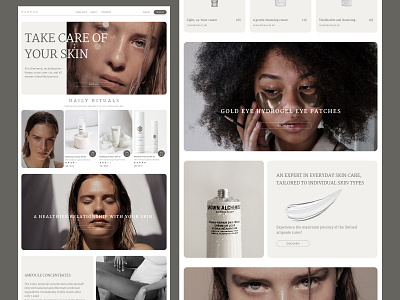 Skincare products landing page