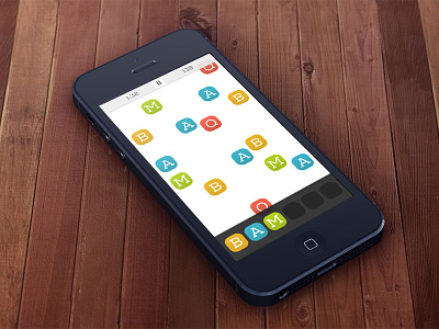 DropCap iOS Game app design flat interface puzzle ui words
