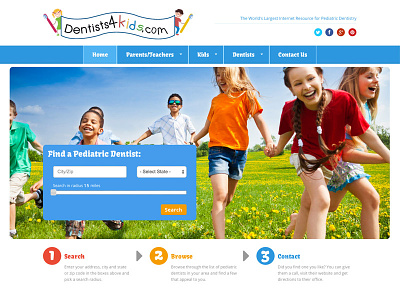 Redesigned Dentists4kids.com Directory children interface kids web website