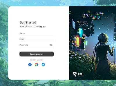 #Dailyui 001 Get Started already have account log in create account design get started or sign up with ui ux
