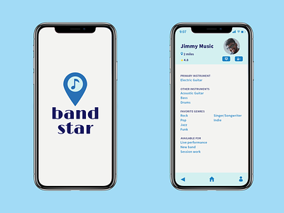 Concept for a band-forming app band design drums guitar music ui vector