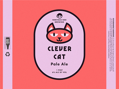 "Clever Cat Pale Ale" Beer Can Design beer branding cats logo package design vector