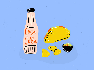 Taco Dinner bright colorful food food illustration fun hand drawn illustration whimisical