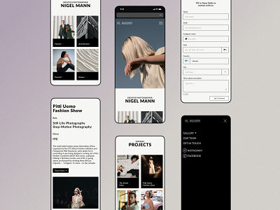 Mobile version for Photographer Website app design typography ui ux