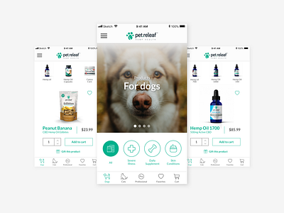 Store | Pet Releaf mobile store tab bar ui ux