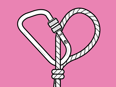 Love Climbing adobe illustrator adventure climbing composition concept design graphic heart illustration line art outdoors pink print symbol vector