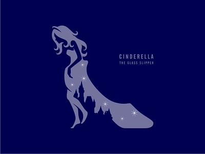 Cinderella - The Glass Slipper brothers grimm cinderella design fairy fairy tales fantasy glass shoe glass slipper illustration negative space poster princess