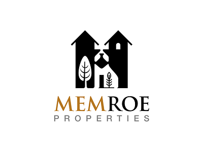 Memroe Properties logo boxer dog branding dog houses logo logotype negative space pet real estate realty logo