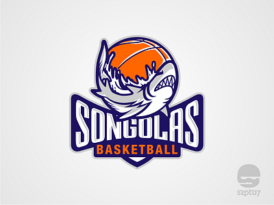 Songolas Basketball logo basketball basketball logo branding emblem illustration logo design mascot design retro shark sport logo