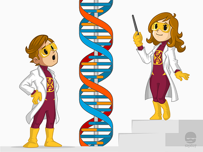 Bioman lab learning DNA branding character design dna identity laboratorium mascot scientist super hero super scientist
