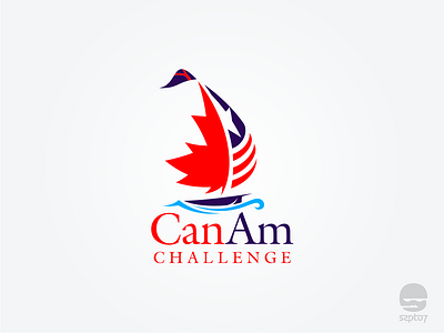 Canam Challenge logo design boat branding canada icon identity logo design logo mark maple leaf sailing usa