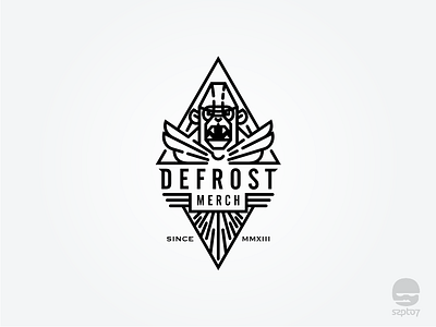 DefrostMerch logo design ape branding clothing emblem gorilla icon identity logo outline style retro vintage