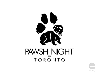 Pawsh Night in Toronto Logo 99designs branding cafe dog identity logo design logomark negative space paw pet