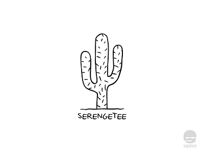 Serengetee Cactus adventure apparel branding cactus doodle hand drawing illustration line art serengetee travelling tshirt design