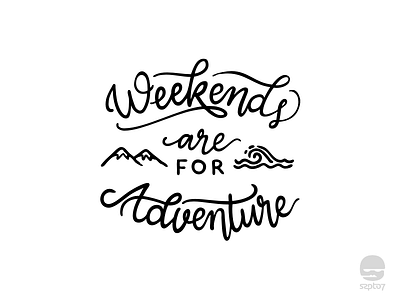 Serengetee - Weekends are for Adventure adventure apparel branding doodle hand drawing illustration line art serengetee travelling tshirt design typography weekends