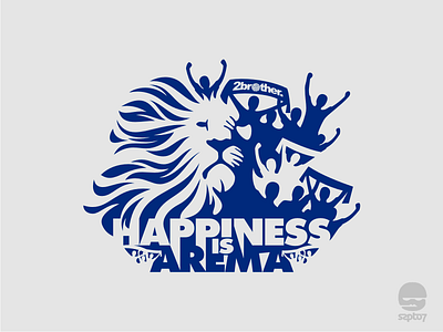 Happiness Is Arema arema football illustration lion negative space scarf design soccer sport supporter tshirt design