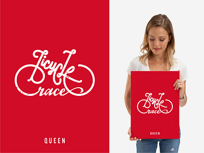 Bicycle Race - Queen bicycle bike calligraphy design illustration lettering music poster art queen race typography vector