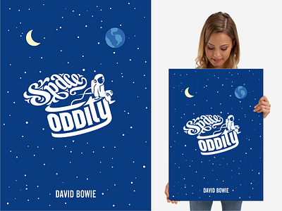 Space Oddity - David Bowie astronaut calligraphy david bowie design hand lettering illustration lettering music artwork poster space space oddity tin can typography vector