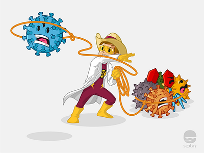 Bioman - Catching Viruses adventure branding character design cowboy design illustration laboratory mascot science scientist superhero vector virus