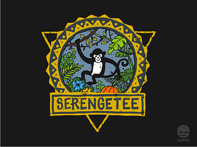 Serengetee - Monkey adventure ape apparel branding design doodle forest hand drawing illustration jungle monkey travelling tshirt design vector
