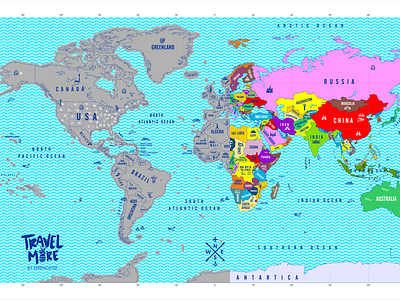 World Landmark Scratch Map adventure branding cartography design map design scratch map travel vector world map