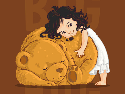 Big Hug baby bear branding cartoon character character design children children book illustration hug illustration kid little girl love teddy bear vector wavy hair