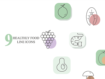 Healthly food line vector icons