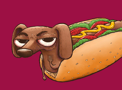 Cold Dog cartoon character dog hot dog illustration