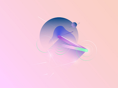 Space desert circles forms gradient illustration lines shapes