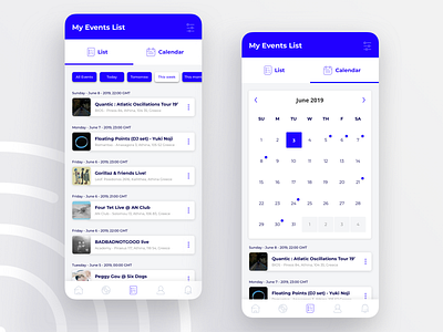 Mobile UI view - List & Calendar by George Mironidis on Dribbble