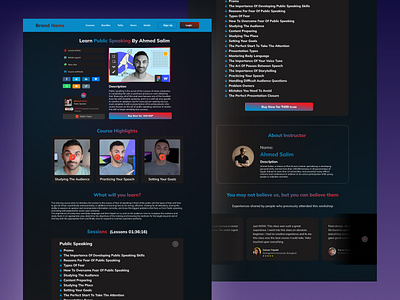 Online Course Detail Page and Dashboard Design college educational website ui figma landing page online classes ui online course detail page online education ui design online learning system ui design ui ux user interface web ui