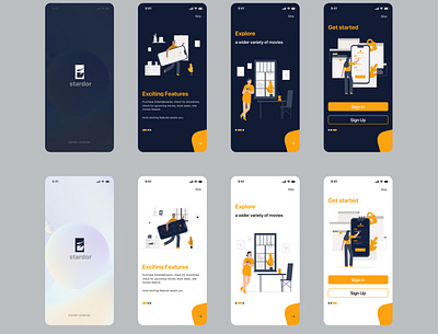 MOBILE SPLASH SCREEN AND ONBOARDING SCREEN app design illustration ui