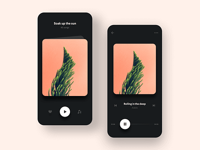 Simple Music Playlist App app cards details icons minimal mobile music pause play player songs ui unsplash ux