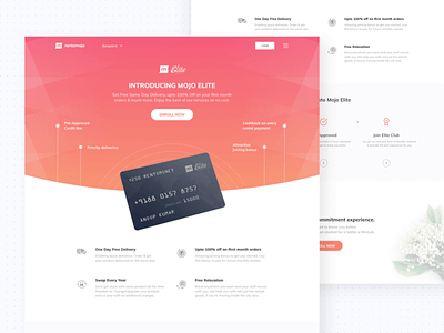 Mojo Elite Landing Page club credit card document gradient icons landing page process product ui ux web