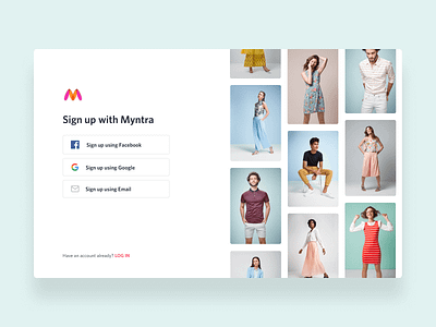 Sign up Redesign Concept For Myntra