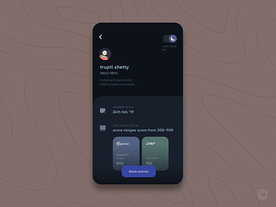 CRED 2.0 | User Profile Redesign animation app bottomsheet card cred darkmode icons illustration info interaction lightmode profile switch transition ui user user experience ux