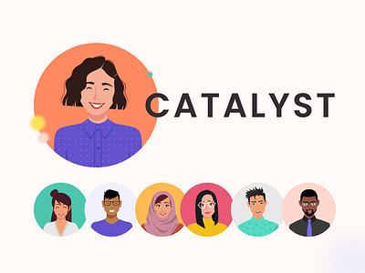 Catalyst | Fresher Hiring & Job Search made easy! (1/8) chatbot design designinspiration hiring humanx illustrations jobportal jobsui ladieswhodesign linkedin orange purple uidesign womenindesign