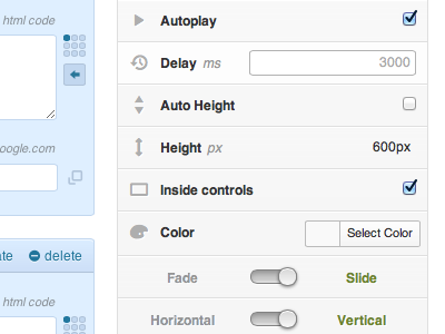 Slider Options admin clean entypo icons interface minimal options settings toggle wordpress