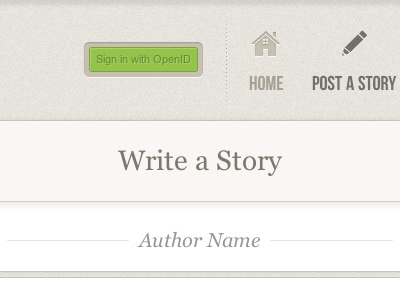 Gopono - Write a Story brown button form green login navigation noise title