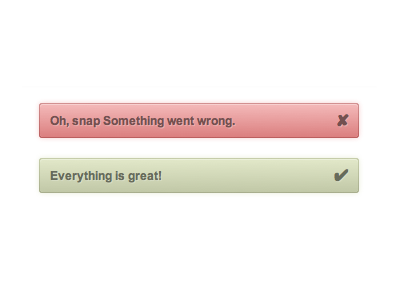 Error and Success messages checkmark clean cross css3 error free green imageless red shadow success text shadow