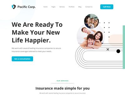 Pacific Corp. Website Landing Page Design app branding design graphic design illustration logo typography ui ux vector