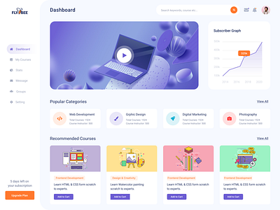 Flybee - Online Course Dashboard app design graphic design illustration logo typography ui ux