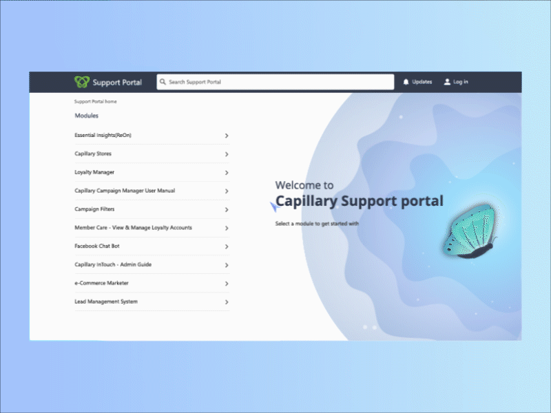 Support Portal | Capillary Technologies Pvt. Ltd. 2d aftereffets freebie gift hierarchy ia information architecture navigation portal support transition vector art web