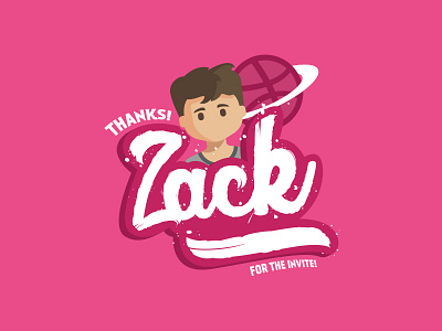 Hello Dribbble! art dribbble flat hello invite middelman nik onisko pink zack