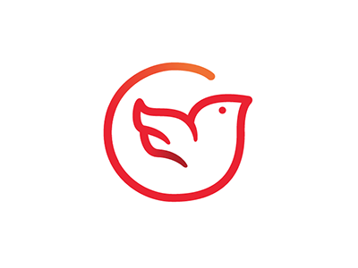 DUVS bird dove gradient logo mark orange red wing