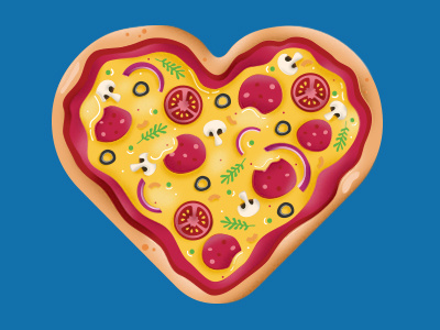 Pizza Heart food art heart illustration pizza veggies