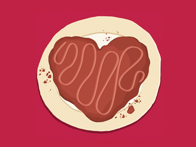 Crumbled Brownie Heart brownie flat art food heart illustration plate texture