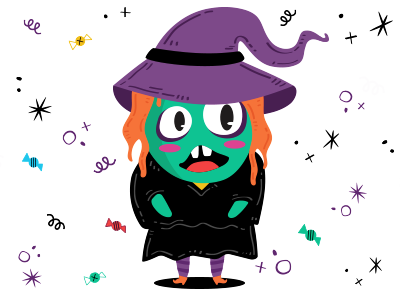 Witch flat art halloween illustration monster witch