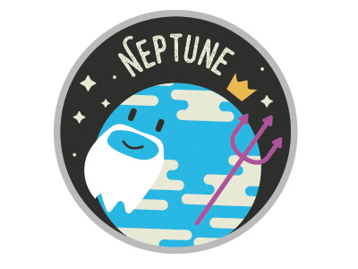 RMN Engineer Team Neptune Badge badge blue flat illustration lettering neptune type world