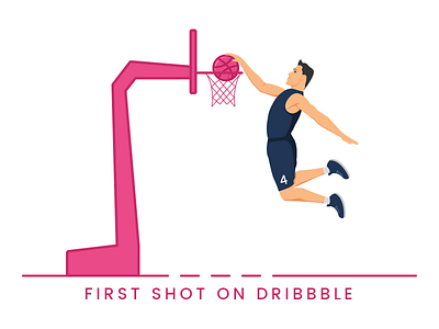 Hello Dribbble basketball dribbble dunk first shot hello dribbble illustration